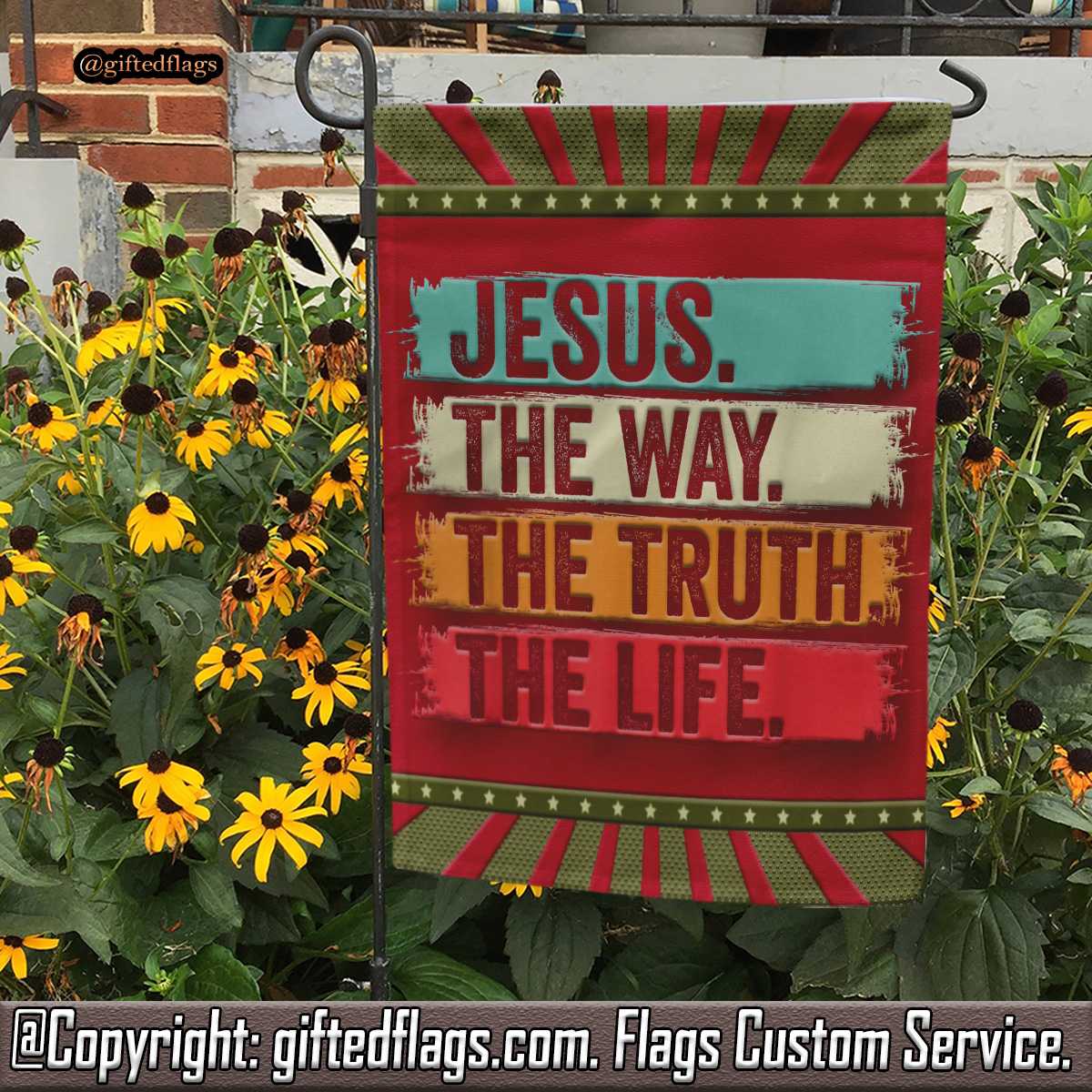 Jesus The Way Truth Verse Christian Worship Garden Flag, House Flag