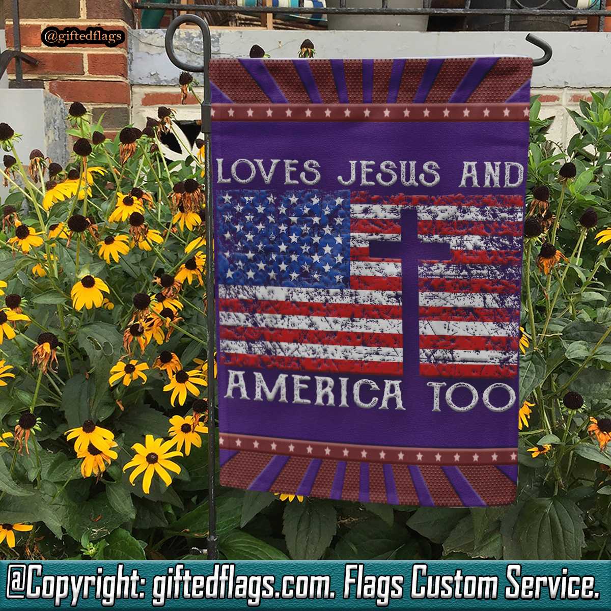 Loves Jesus America Too Usa Patriotic Christian Garden Flag, House Flag