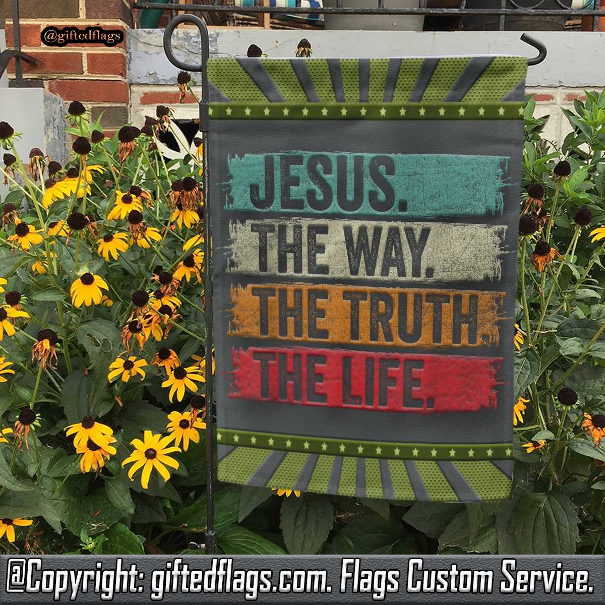 Retro Jesus The Way The Truth Life Christian Garden Flag, House Flag