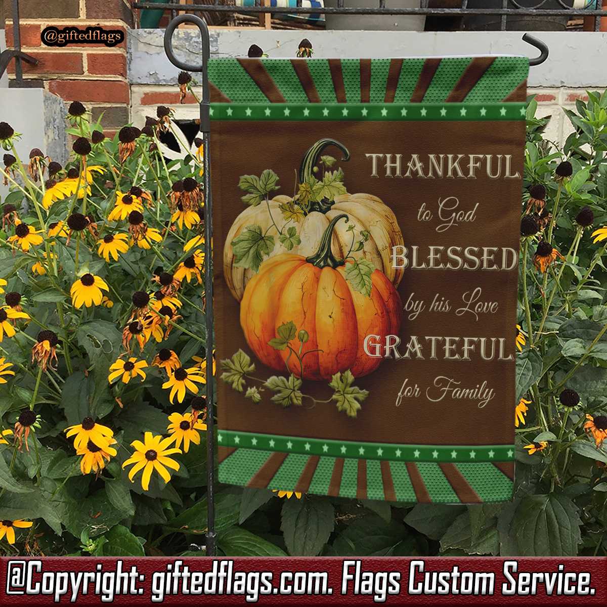 Thankful Grateful Blessed Christian Thanksgiving Garden Flag, House Flag