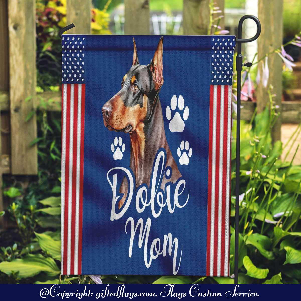 Dobie Mom Doberman Pinscher Dog Trainer Pet Canine Lover Garden Flag, House Flag