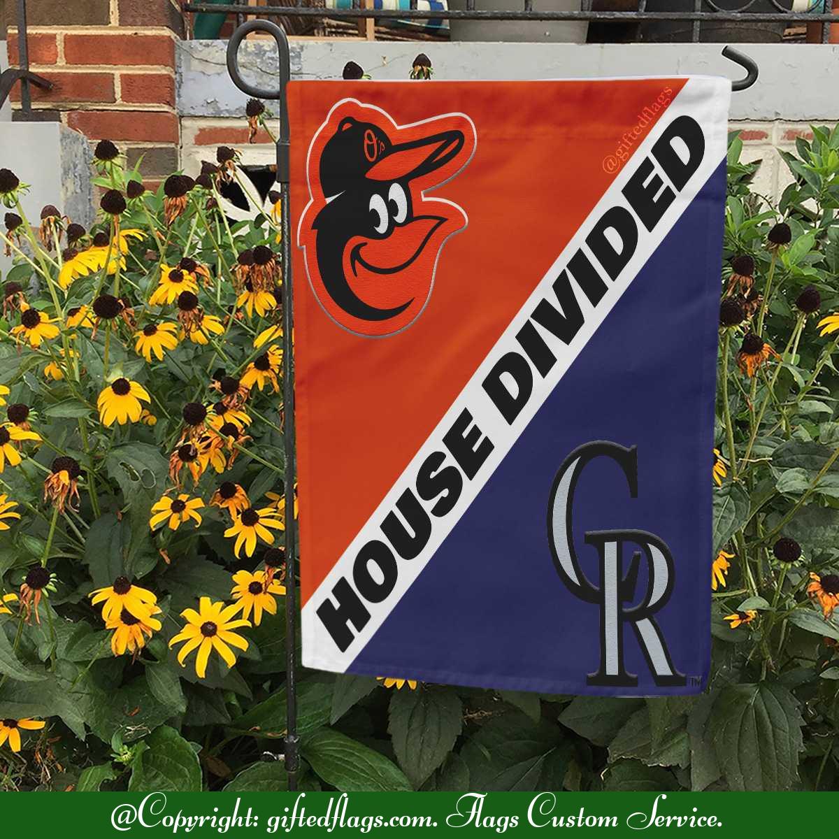 Baltimore Orioles vs. Colorado Rockies House Divided Flag, Orioles House Divided Flag