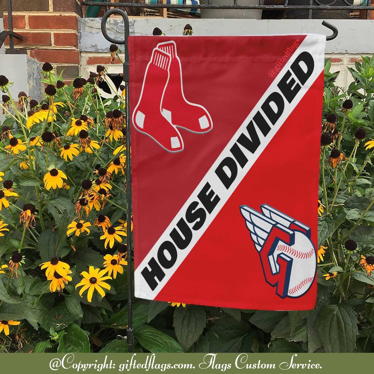 Boston Red Sox vs. Cleveland Guardians House Divided Flag, Red Sox House Divided Flag