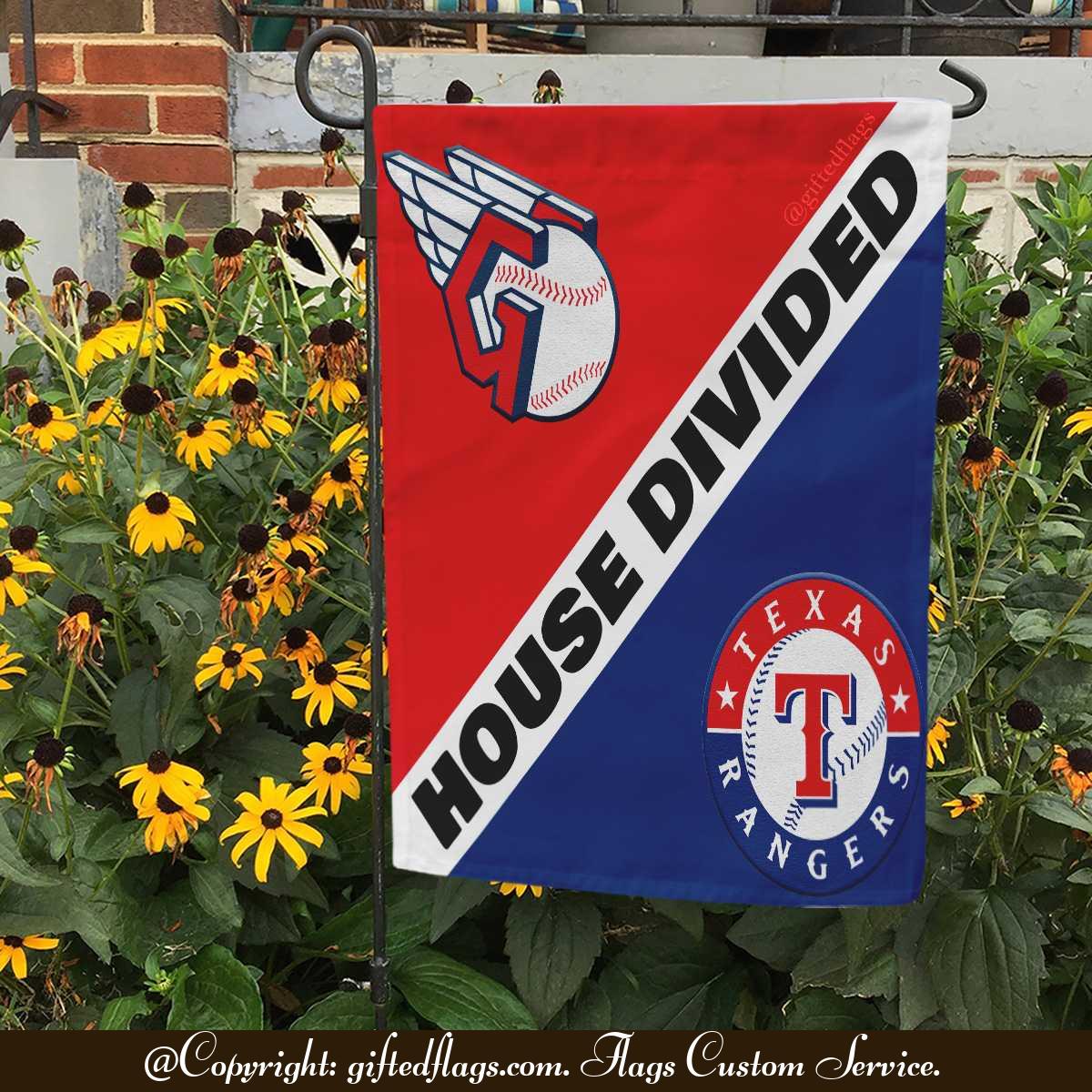Cleveland Guardians vs. Texas Rangers House Divided Flag, Guardians House Divided Flag