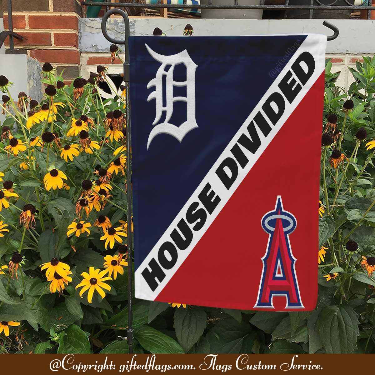 Detroit Tigers vs. Los Angeles Angels House Divided Flag, Tigers House Divided Flag