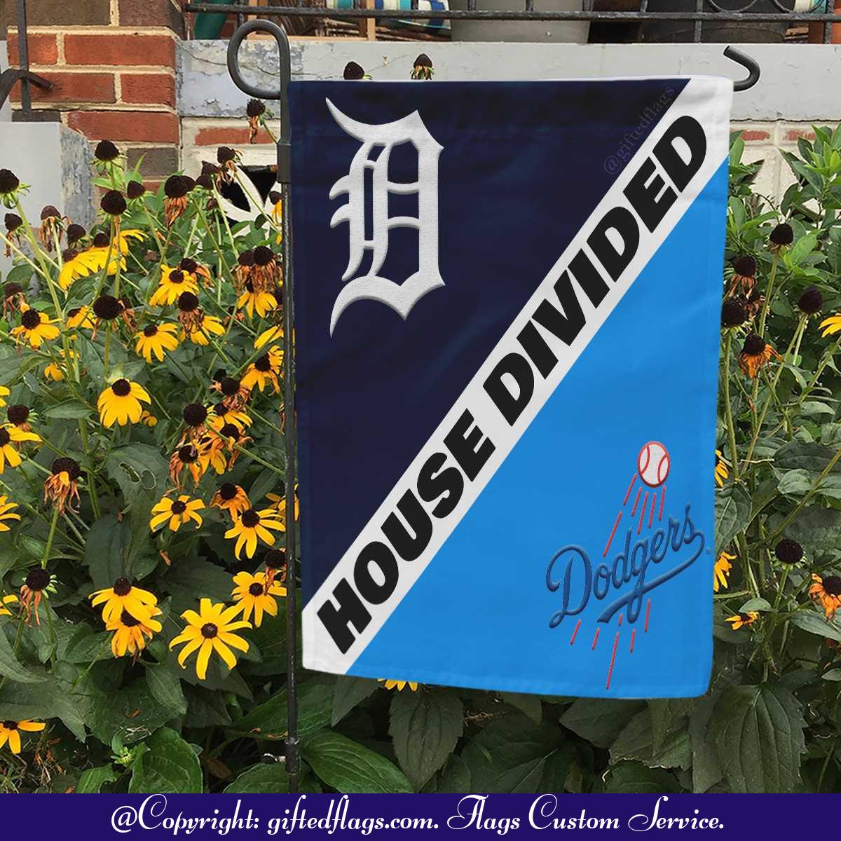 Detroit Tigers vs. Los Angeles Dodgers House Divided Flag, Tigers House Divided Flag
