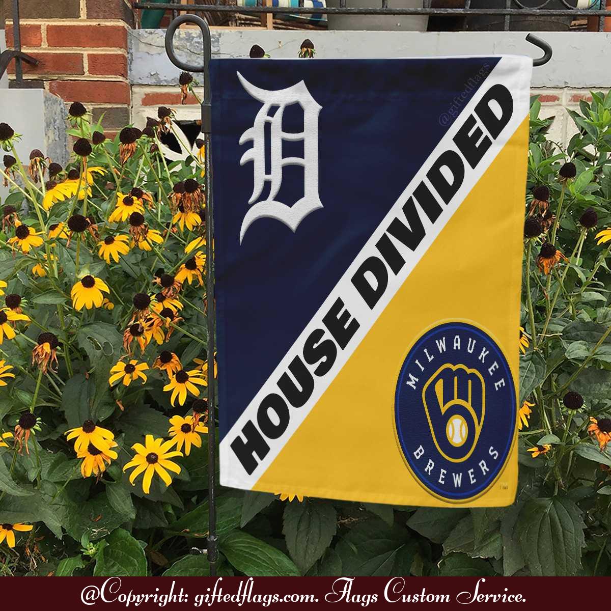 Detroit Tigers vs. Milwaukee Brewers House Divided Flag, Tigers House Divided Flag