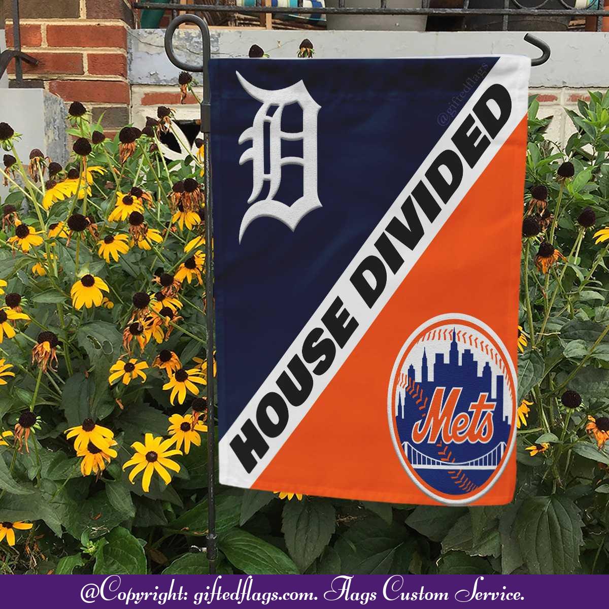 Detroit Tigers vs. New York Mets House Divided Flag, Tigers House Divided Flag