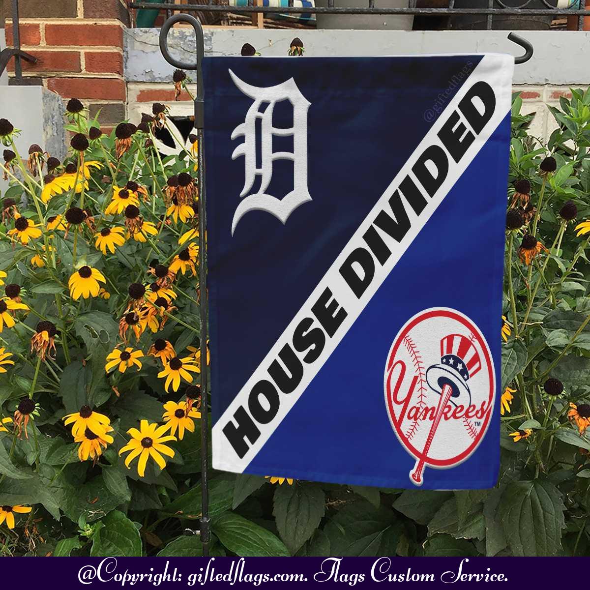 Detroit Tigers vs. New York Yankees House Divided Flag, Tigers House Divided Flag