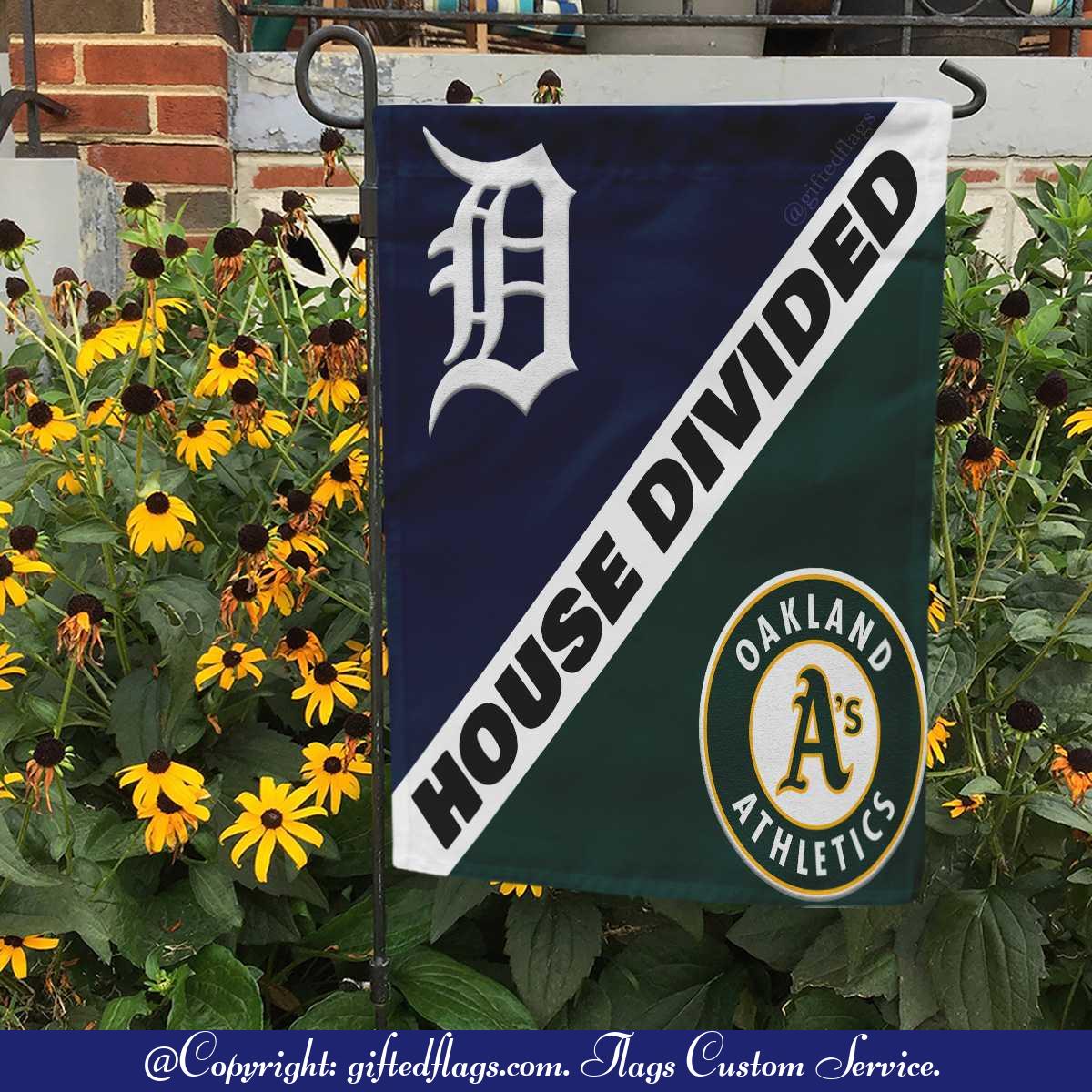 Detroit Tigers vs. Oakland Athletics House Divided Flag, Tigers House Divided Flag