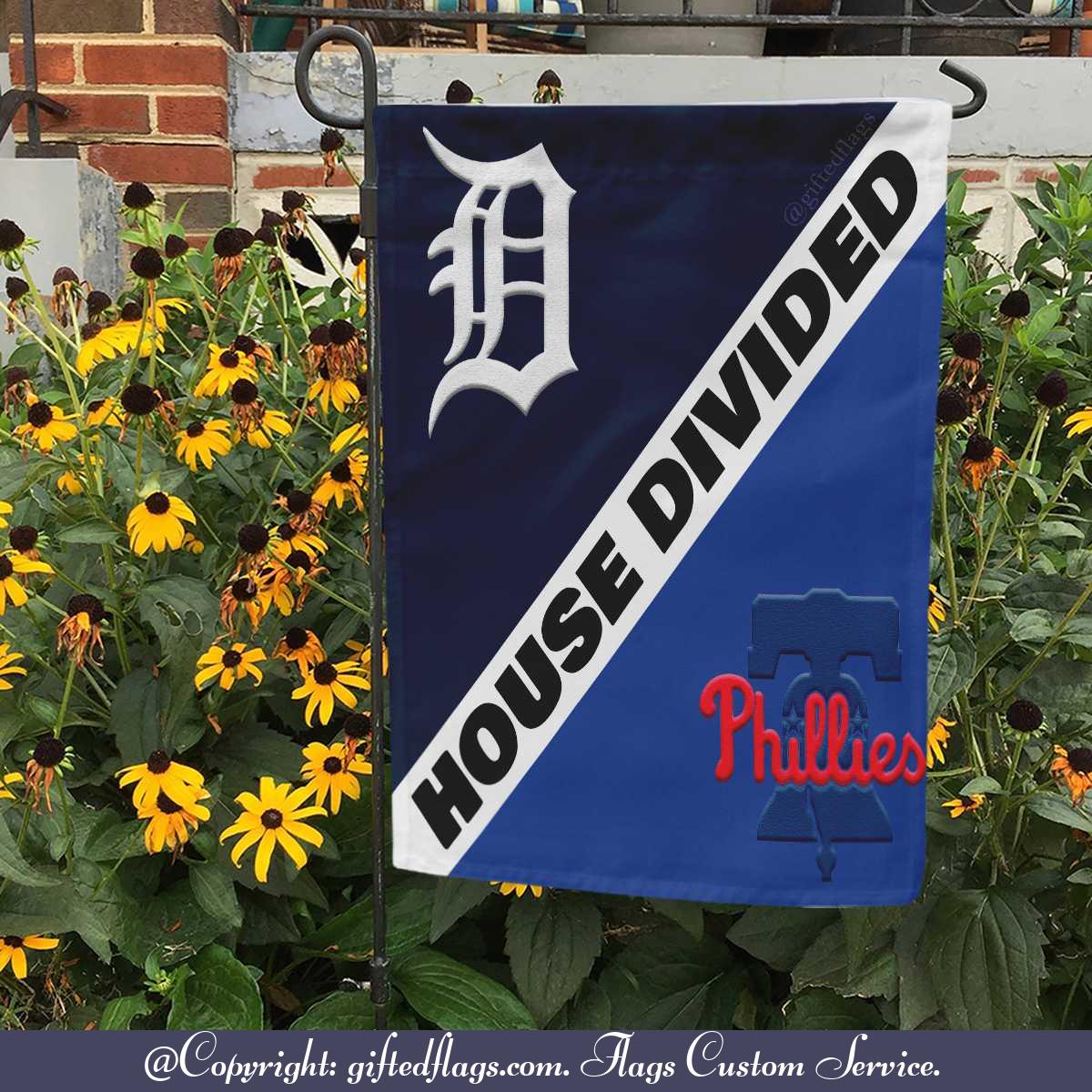 Detroit Tigers vs. Philadelphia Phillies House Divided Flag, Tigers House Divided Flag