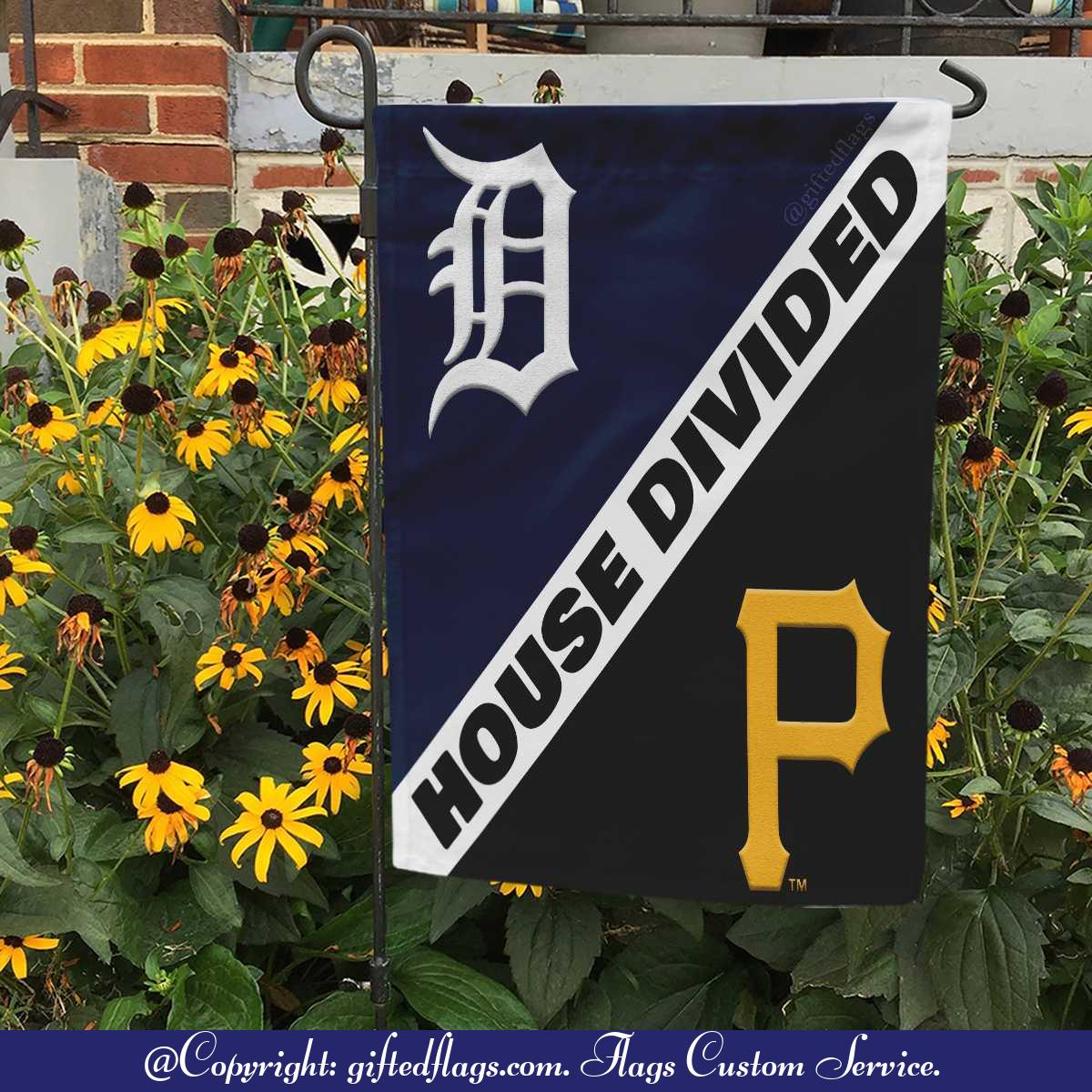 Detroit Tigers vs. Pittsburgh Pirates House Divided Flag, Tigers House Divided Flag