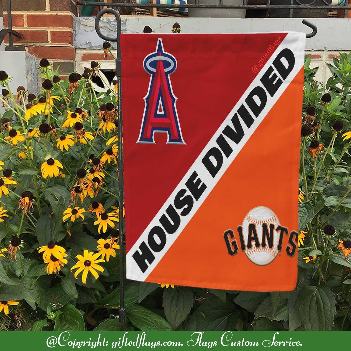 Los Angeles Angels vs. San Francisco Giants House Divided Flag, Angels House Divided Flag