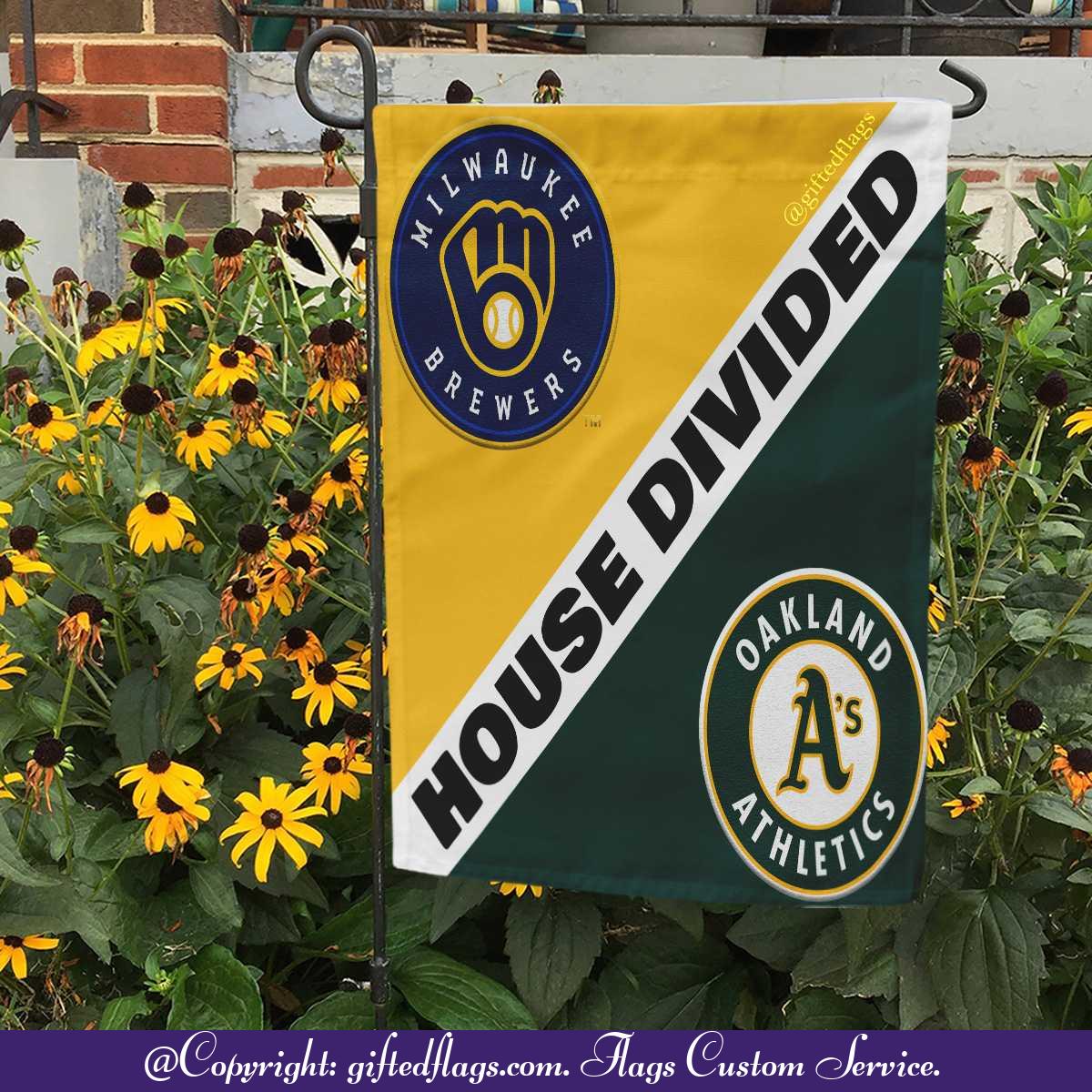 Milwaukee Brewers vs. Oakland Athletics House Divided Flag, Brewers House Divided Flag