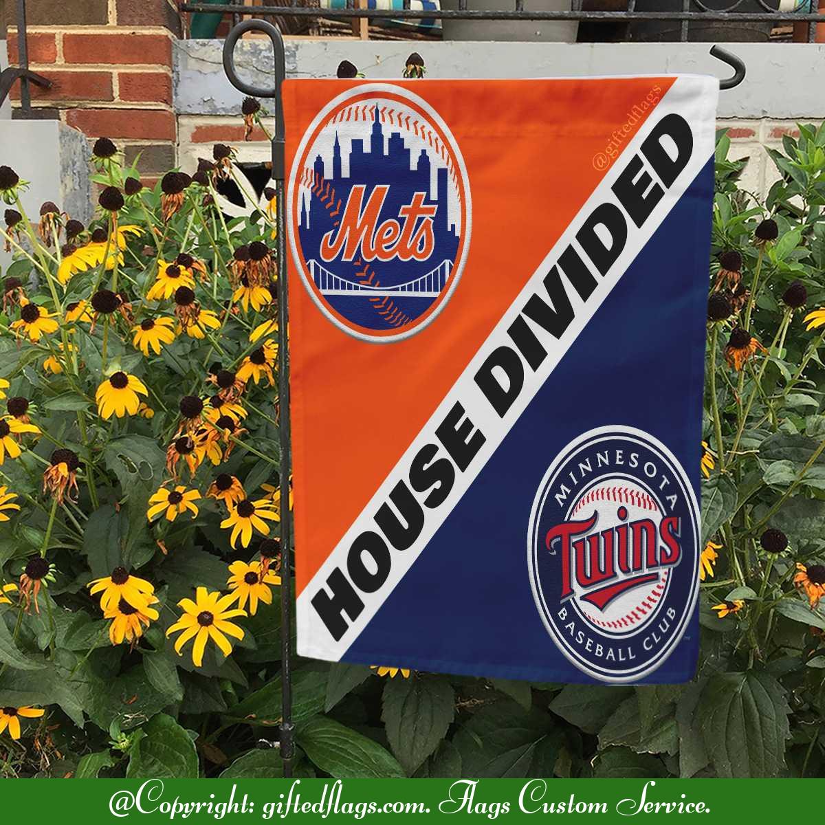 New York Mets vs. Minnesota Twins House Divided Flag, Mets House Divided Flag