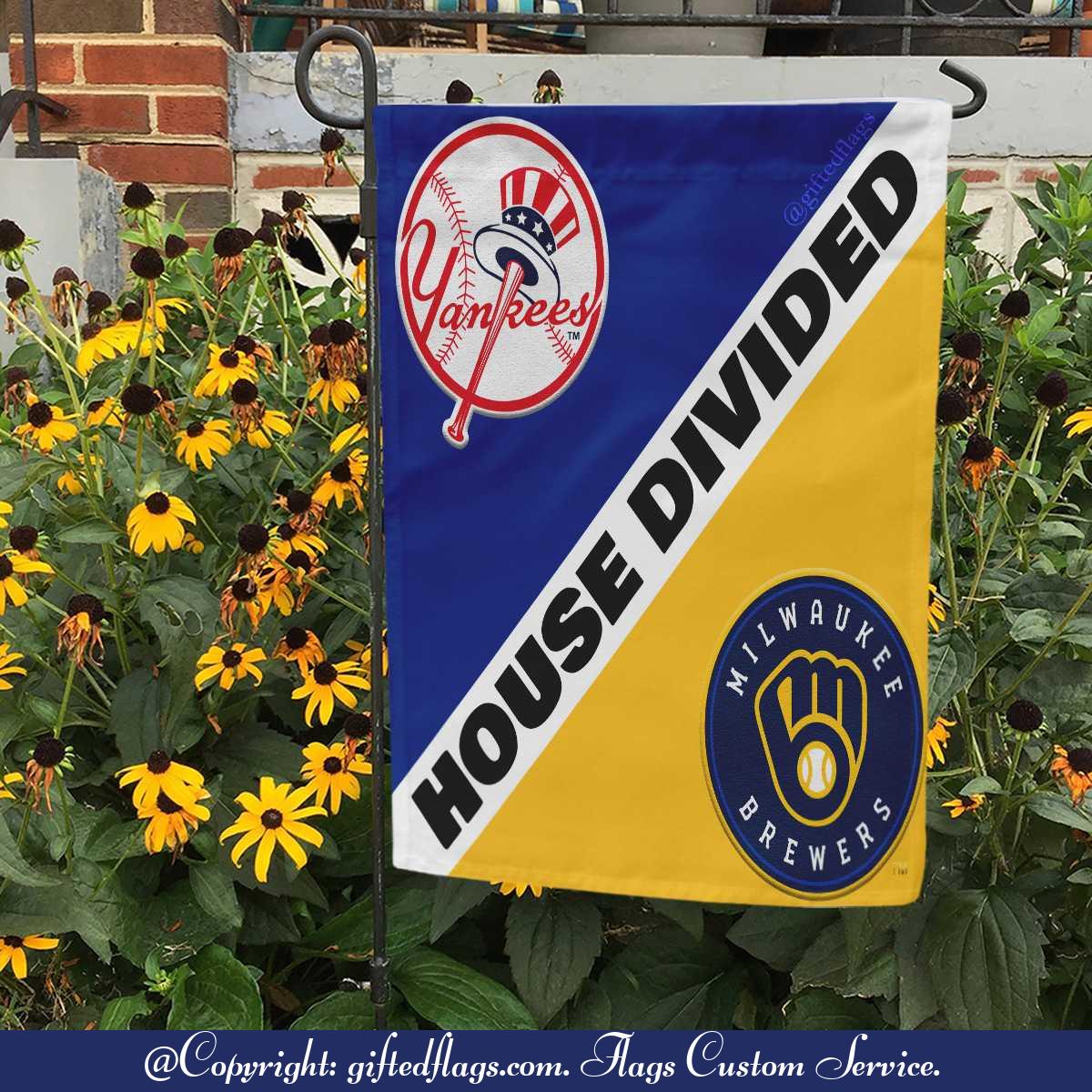 New York Yankees vs. Milwaukee Brewers House Divided Flag, Yankees House Divided Flag