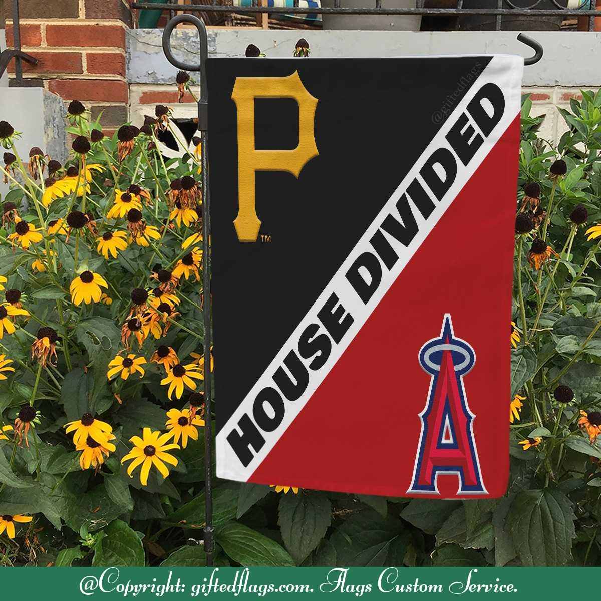 Pittsburgh Pirates vs. Los Angeles Angels House Divided Flag, Pirates House Divided Flag