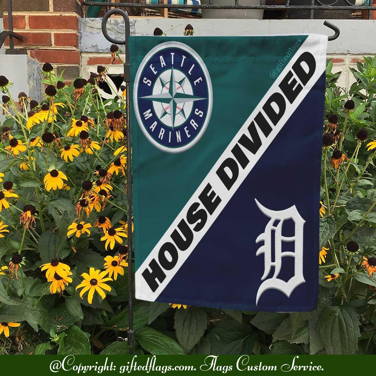 Seattle Mariners vs. Detroit Tigers House Divided Flag, Mariners House Divided Flag