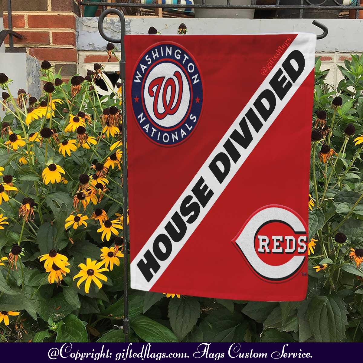 Washington Nationals vs. Cincinnati Reds House Divided Flag, Nationals House Divided Flag