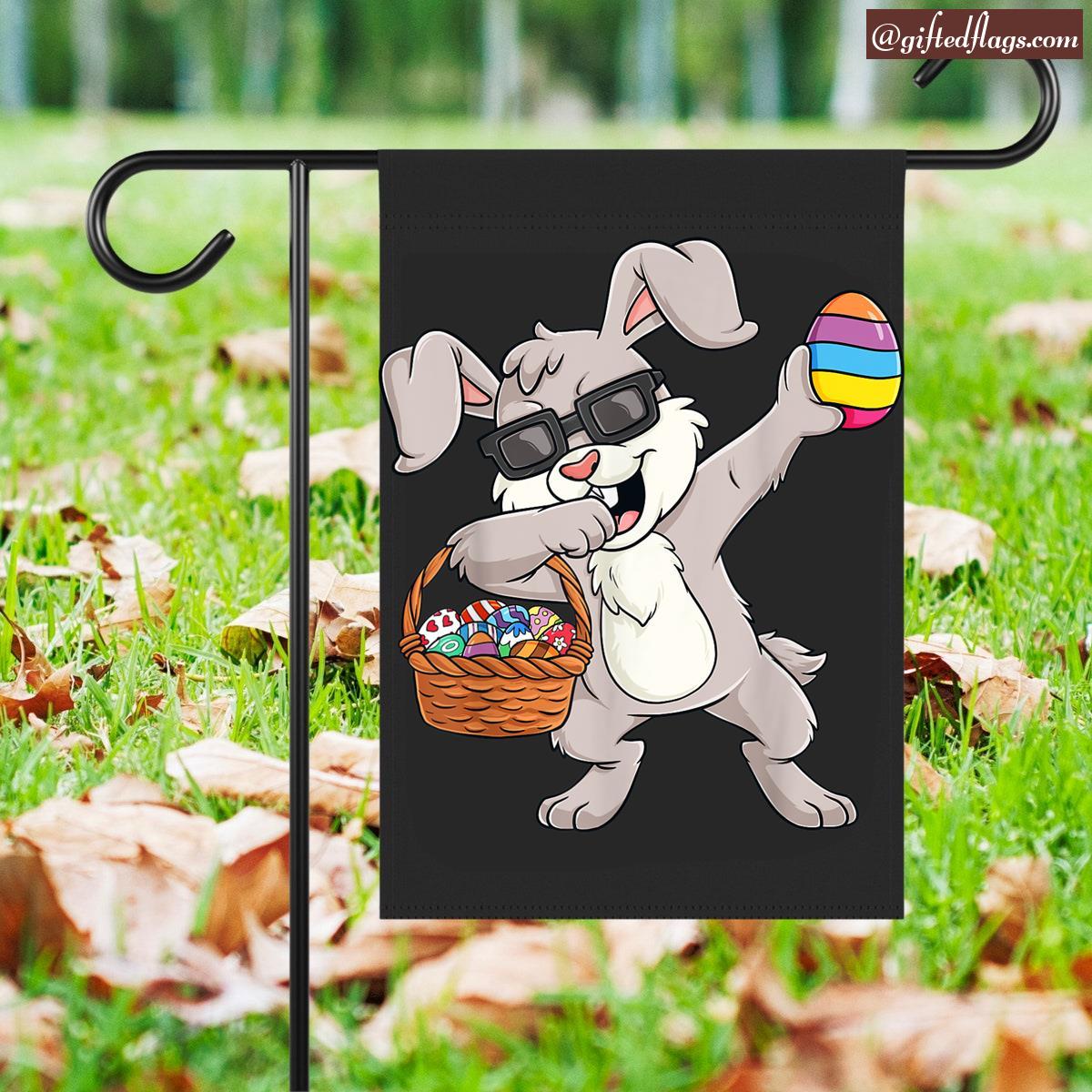 Dabbing Rabbit Easter Day Eggs Funny Garden Flag, House Flag