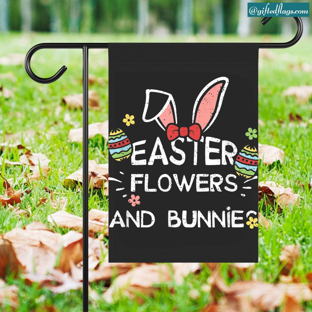 Easter Bunny Easter Flowers Bunnies Easter Garden Flag, House Flag