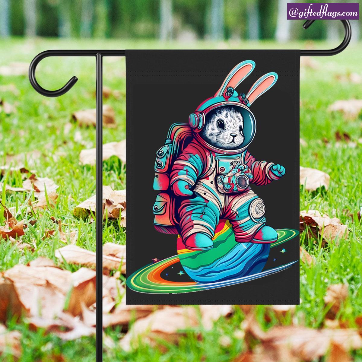 Bunny Astronaut Planet Space Suit Easter Garden Flag, House Flag