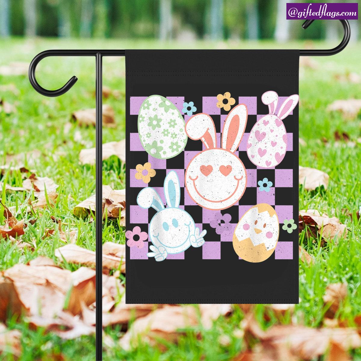 Hoppy Pastel Bunny Easter 2024 Easter Day 2024 Garden Flag House Flag   Hoppy Pastel Bunny Retro Easter 2024 Cute Easter Day 2024 1 