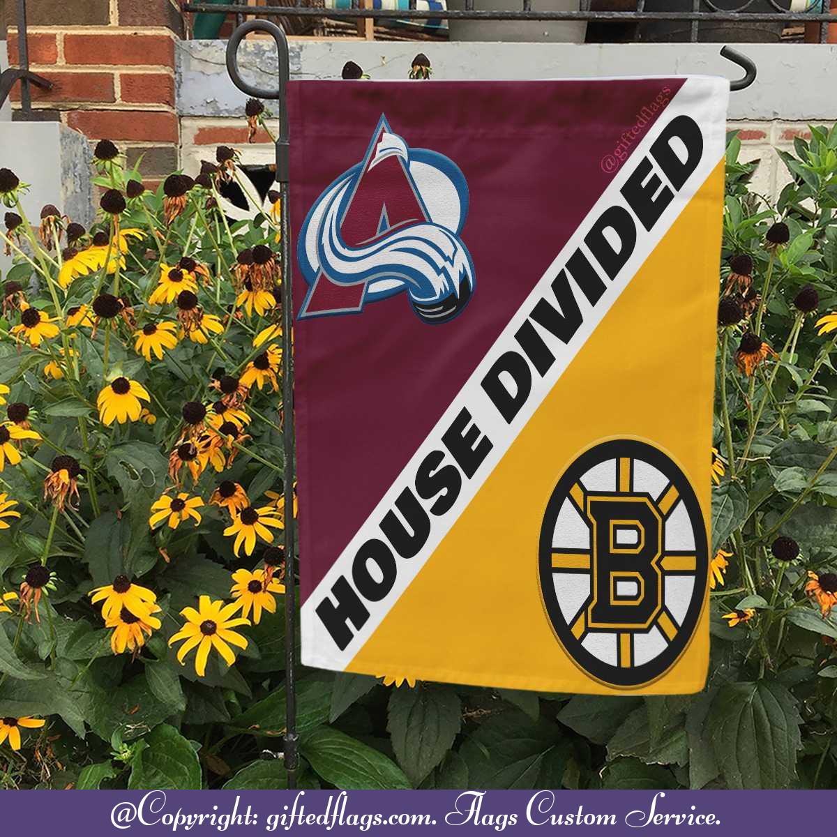 Colorado Avalanche vs. Boston Bruins House Divided Flag, Avalanche House Divided Flag