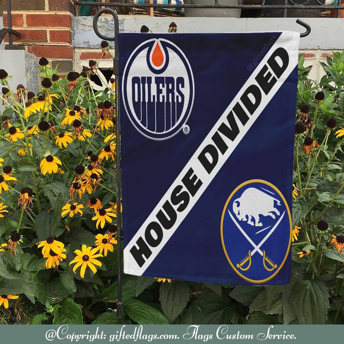 Edmonton Oilers vs. Buffalo Sabres House Divided Flag, Oilers House Divided Flag