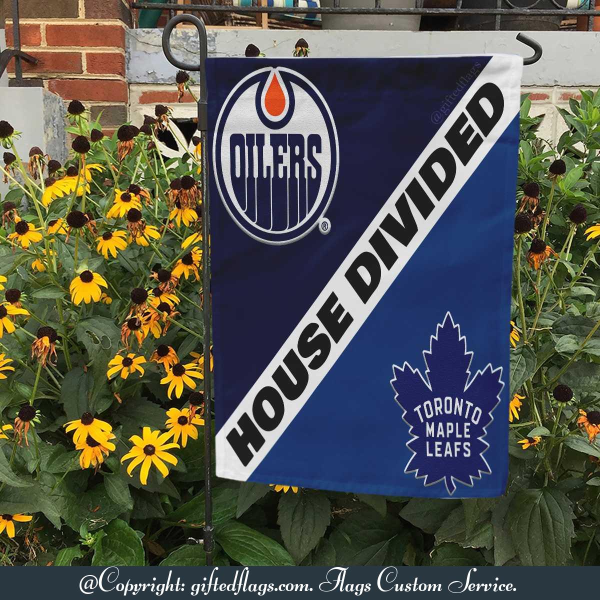 Edmonton Oilers vs. Toronto Maple Leafs House Divided Flag, Oilers House Divided Flag