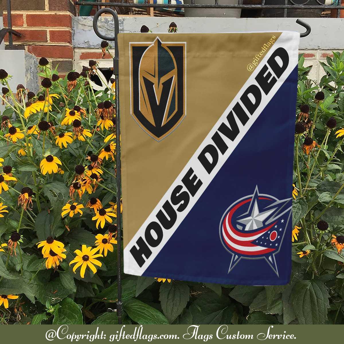 Vegas Golden Knights vs. Columbus Blue Jackets House Divided Flag, Golden Knights House Divided Flag