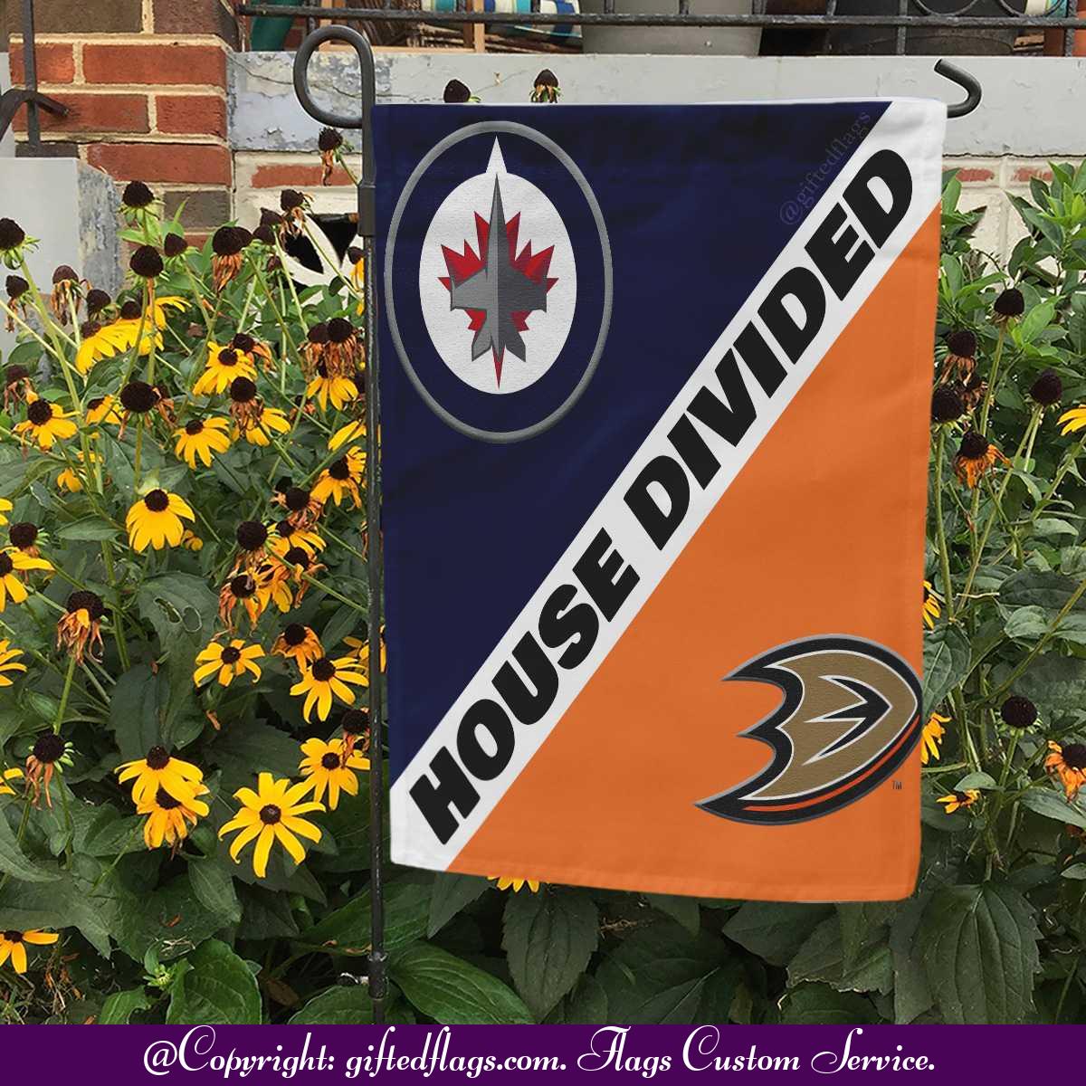 Winnipeg Jets vs. Anaheim Ducks House Divided Flag, Jets House Divided Flag
