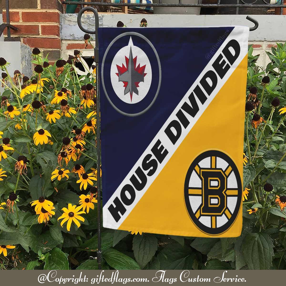 Winnipeg Jets vs. Boston Bruins House Divided Flag, Jets House Divided Flag