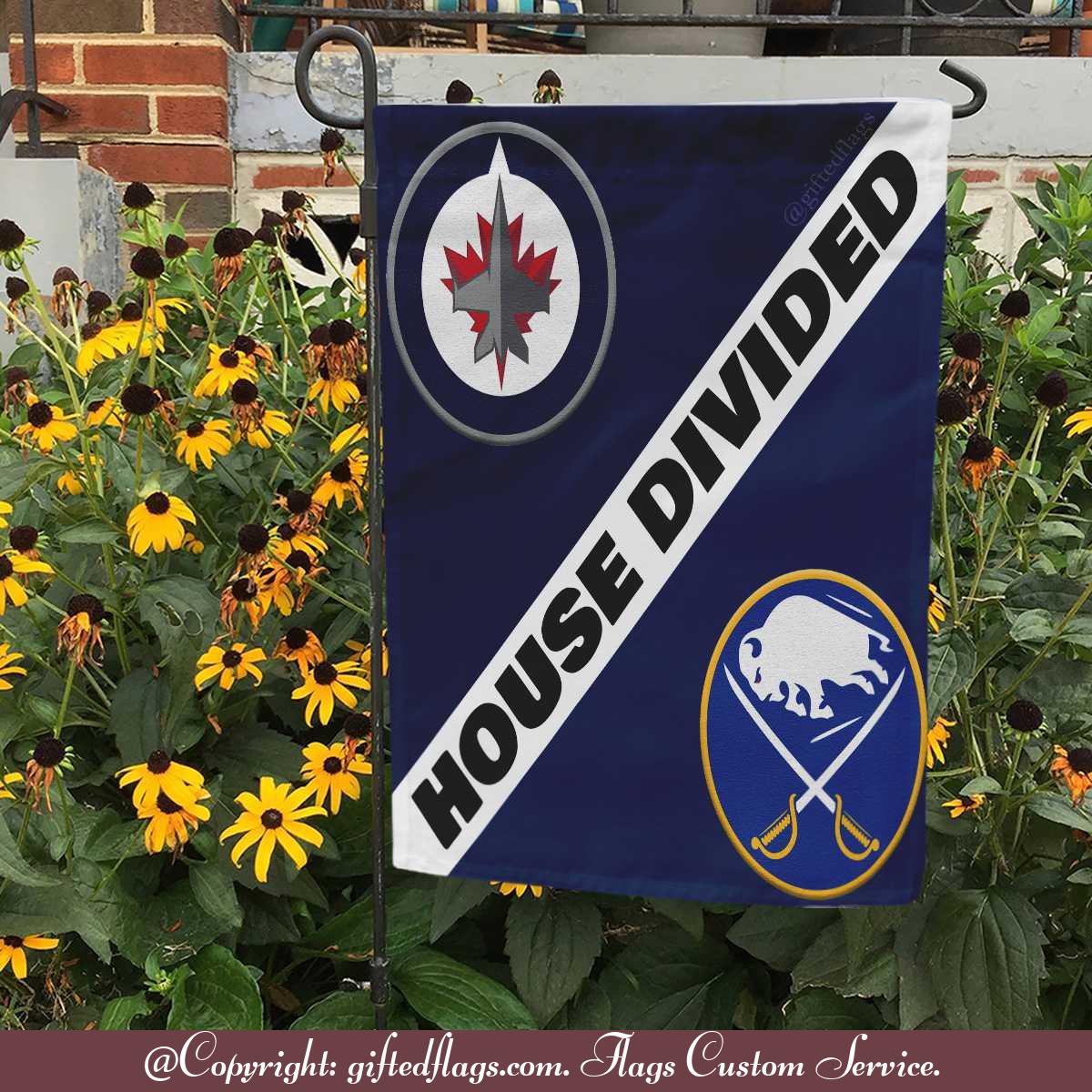 Winnipeg Jets vs. Buffalo Sabres House Divided Flag, Jets House Divided Flag