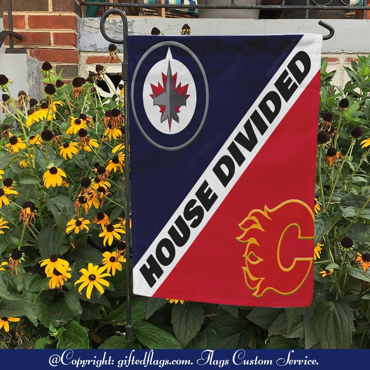 Winnipeg Jets vs. Calgary Flames House Divided Flag, Jets House Divided Flag