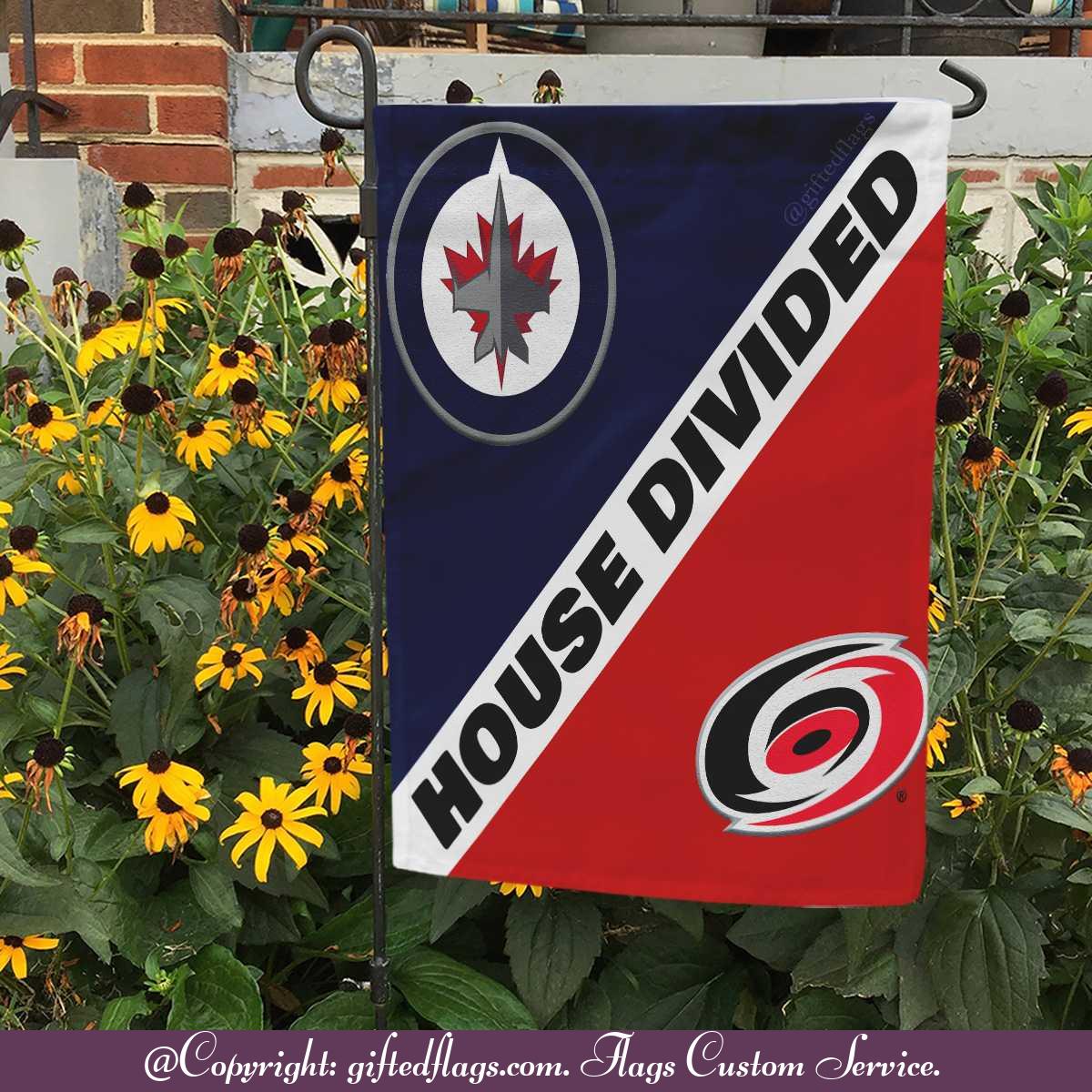 Winnipeg Jets vs. Carolina Hurricanes House Divided Flag, Jets House Divided Flag
