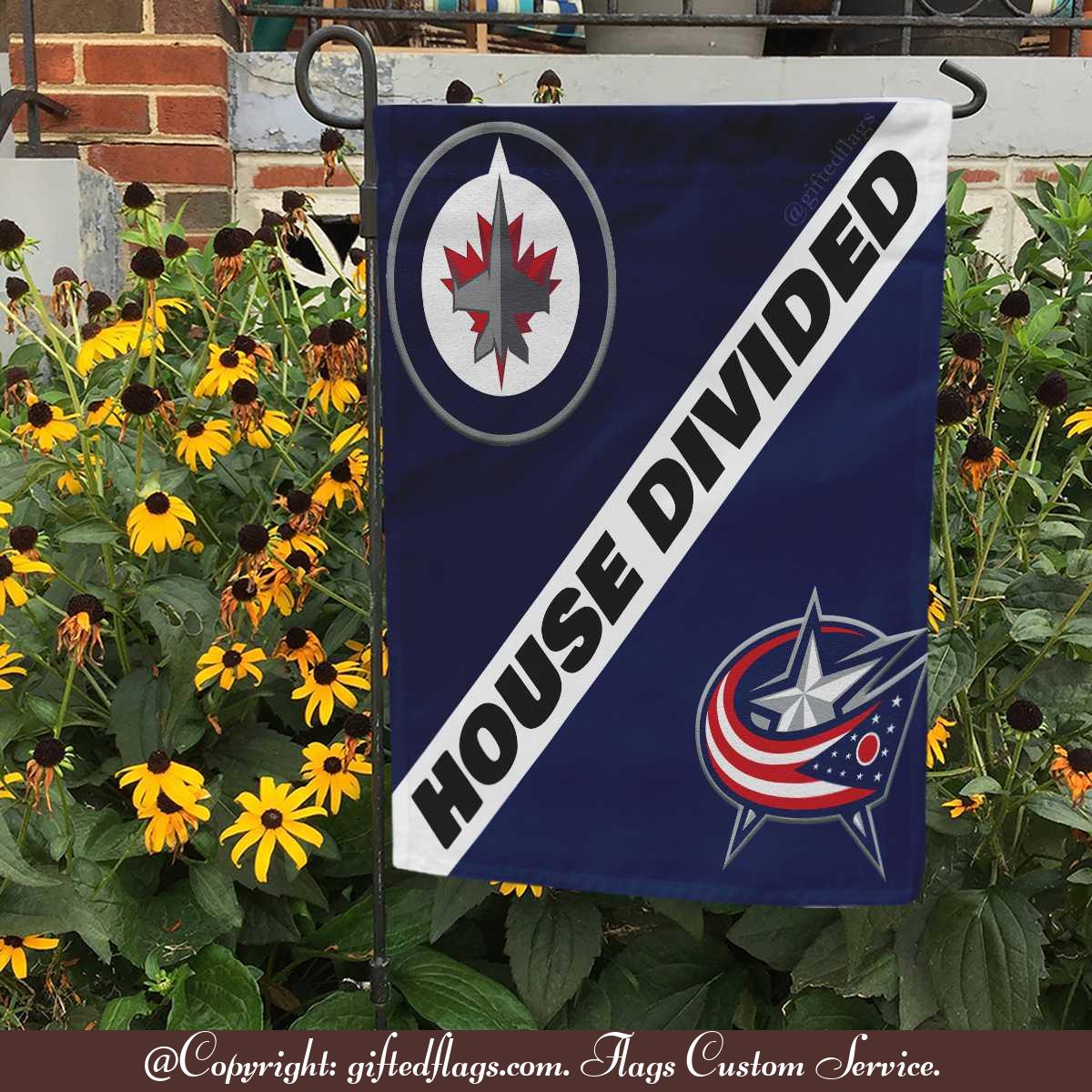 Winnipeg Jets vs. Columbus Blue Jackets House Divided Flag, Jets House Divided Flag
