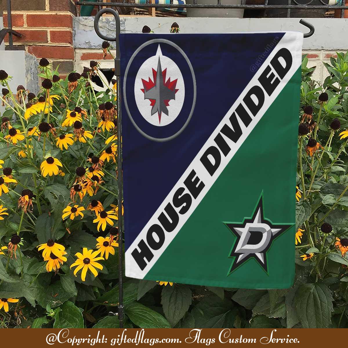 Winnipeg Jets vs. Dallas Stars House Divided Flag, Jets House Divided Flag