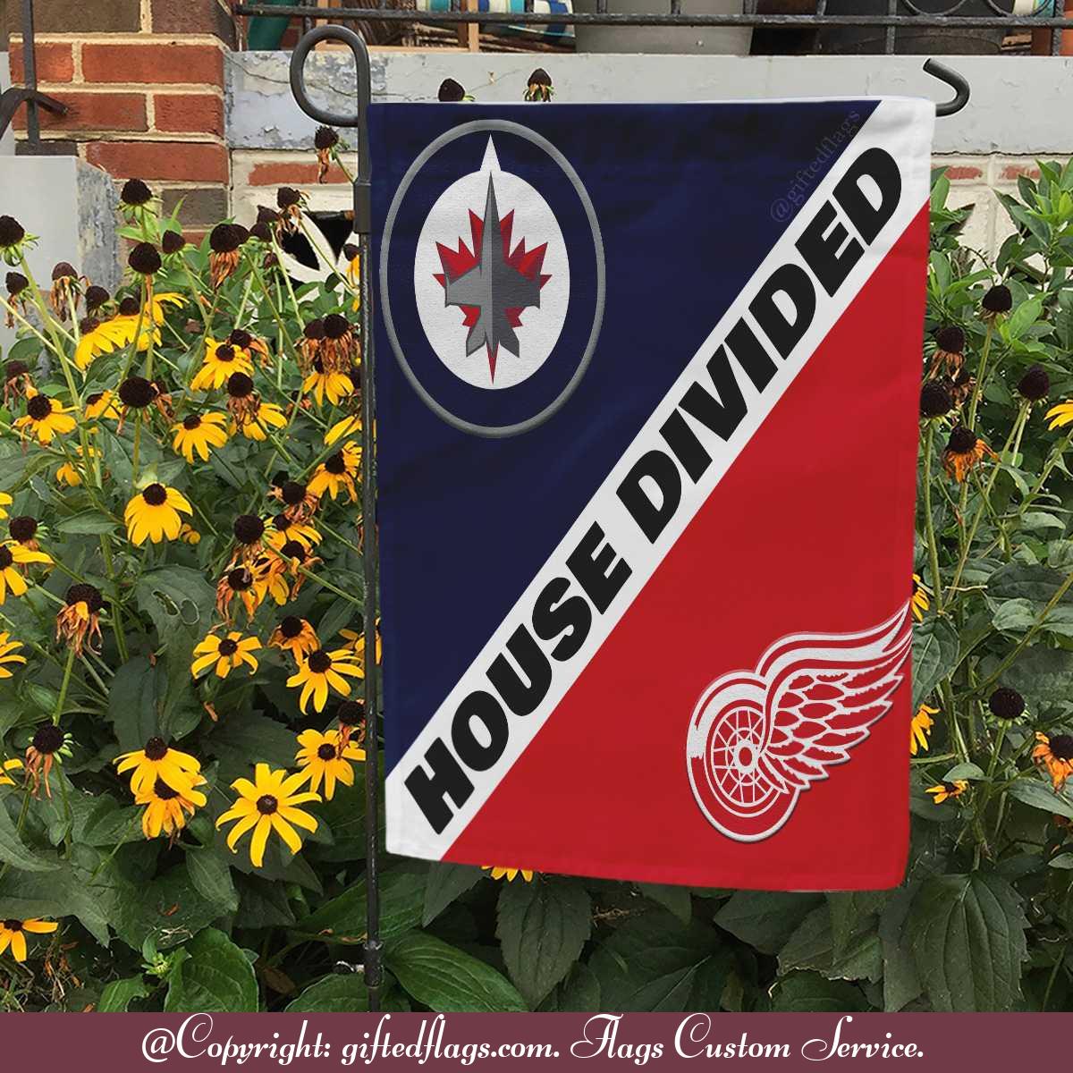 Winnipeg Jets vs. Detroit Red Wings House Divided Flag, Jets House Divided Flag