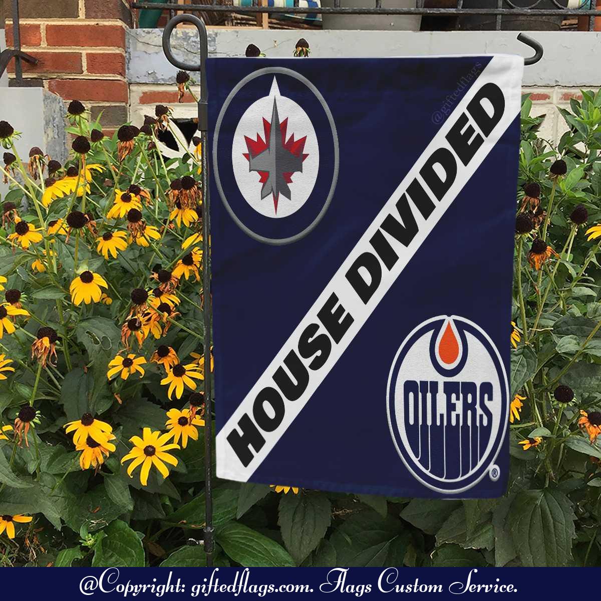 Winnipeg Jets vs. Edmonton Oilers House Divided Flag, Jets House Divided Flag