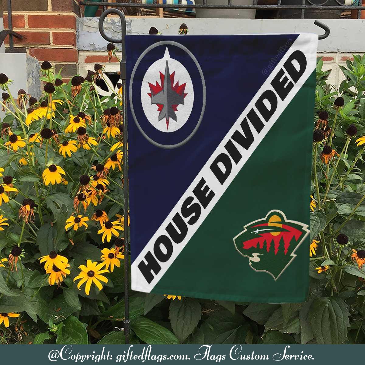 Winnipeg Jets vs. Minnesota Wild House Divided Flag, Jets House Divided Flag