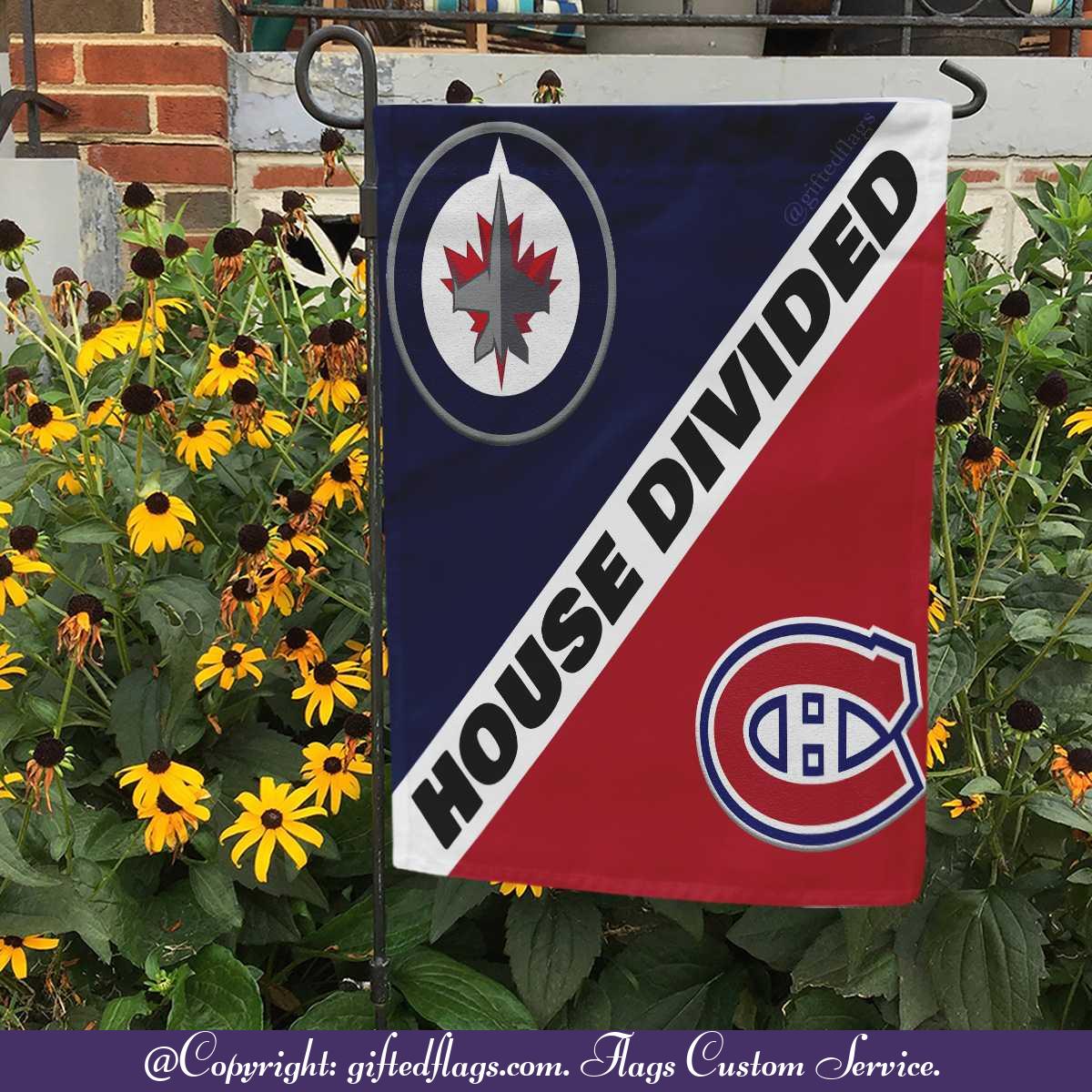 Winnipeg Jets vs. Montreal Canadiens House Divided Flag, Jets House Divided Flag