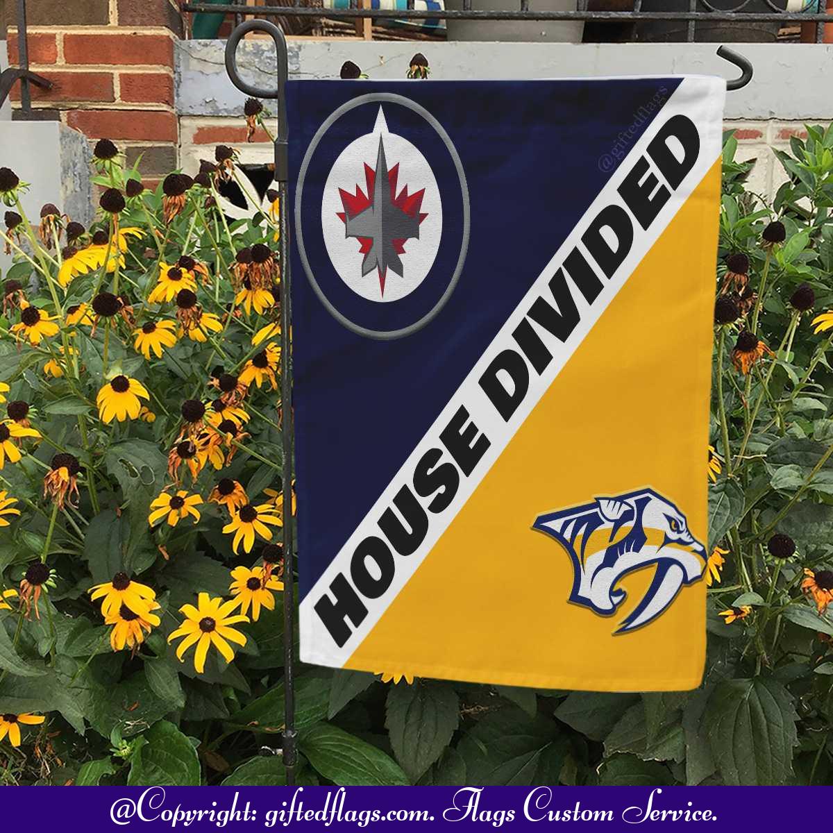 Winnipeg Jets vs. Nashville Predators House Divided Flag, Jets House Divided Flag