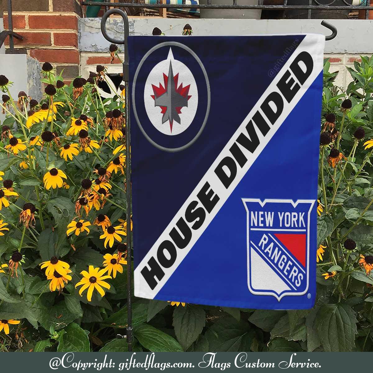 Winnipeg Jets vs. New York Rangers House Divided Flag, Jets House Divided Flag