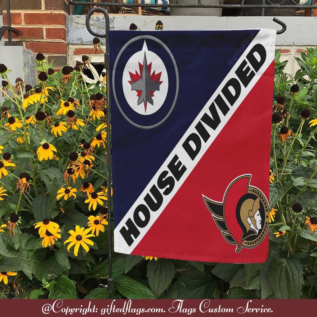 Winnipeg Jets vs. Ottawa Senators House Divided Flag, Jets House Divided Flag