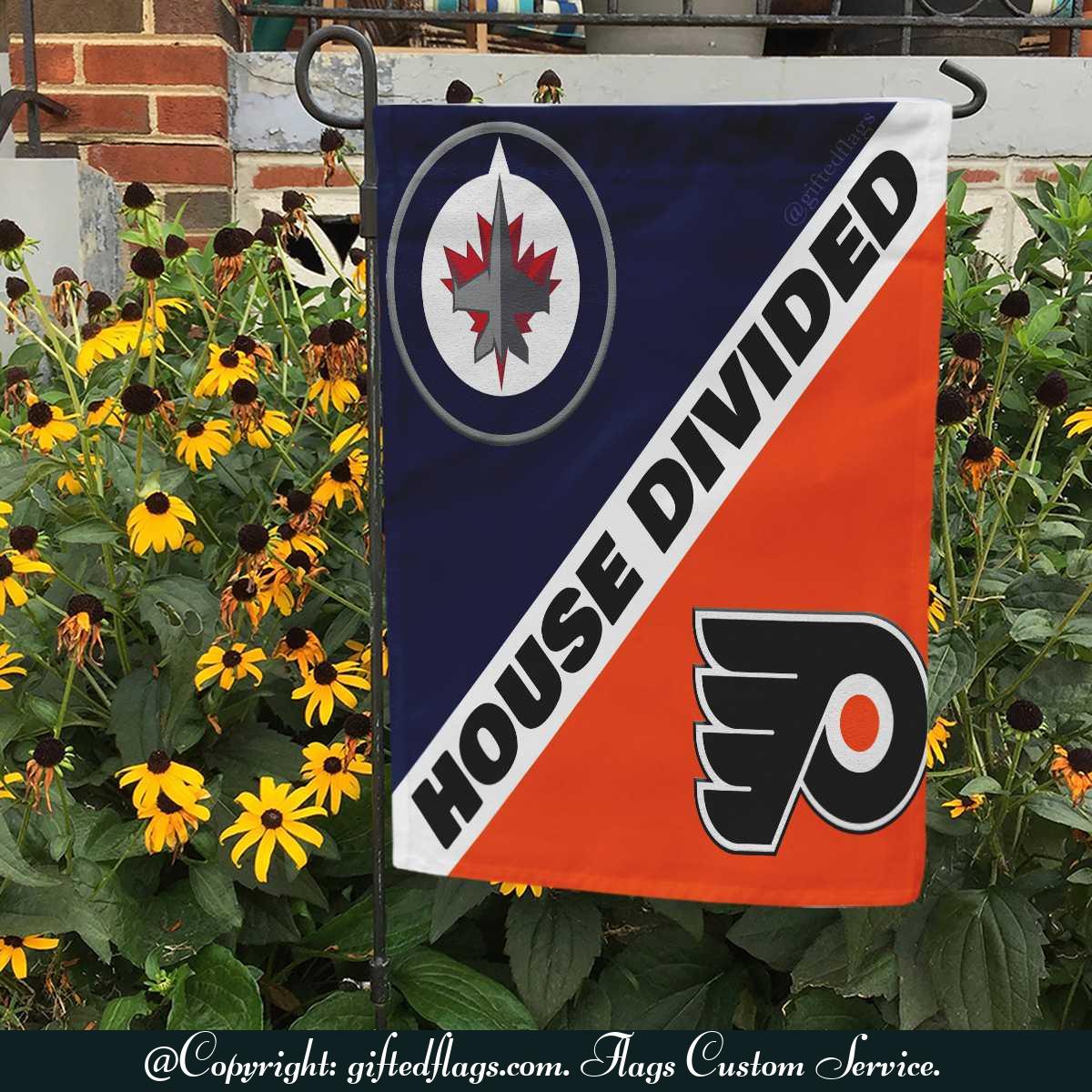 Winnipeg Jets vs. Philadelphia Flyers House Divided Flag, Jets House Divided Flag