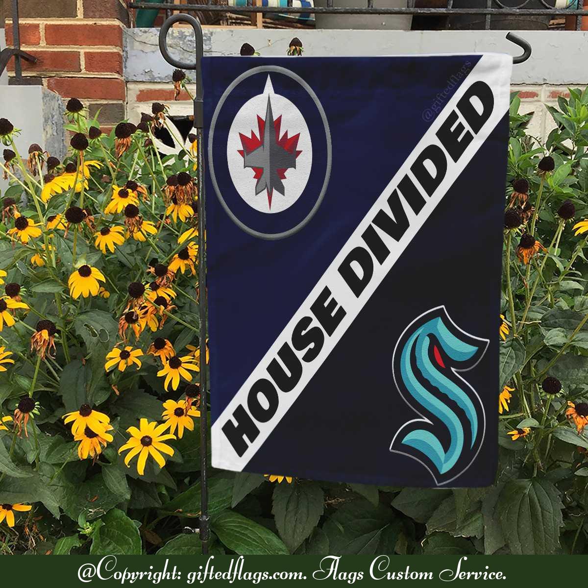 Winnipeg Jets vs. Seattle Kraken House Divided Flag, Jets House Divided Flag