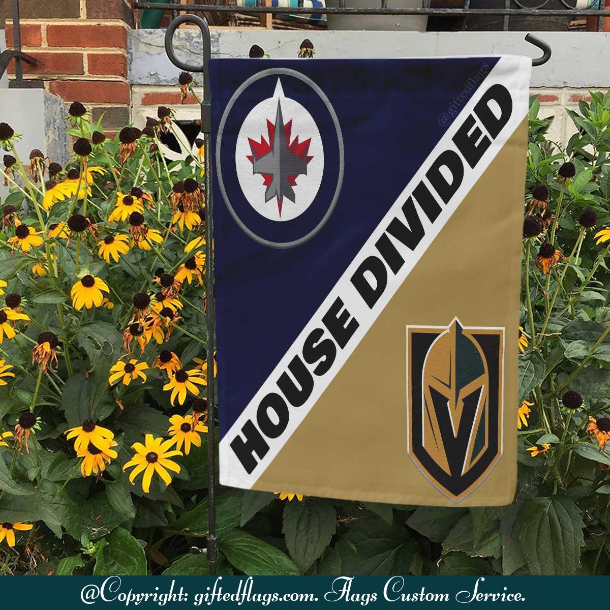 Winnipeg Jets vs. Vegas Golden Knights House Divided Flag, Jets House Divided Flag