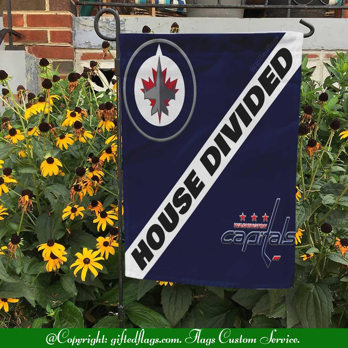 Winnipeg Jets vs. Washington Capitals House Divided Flag, Jets House Divided Flag