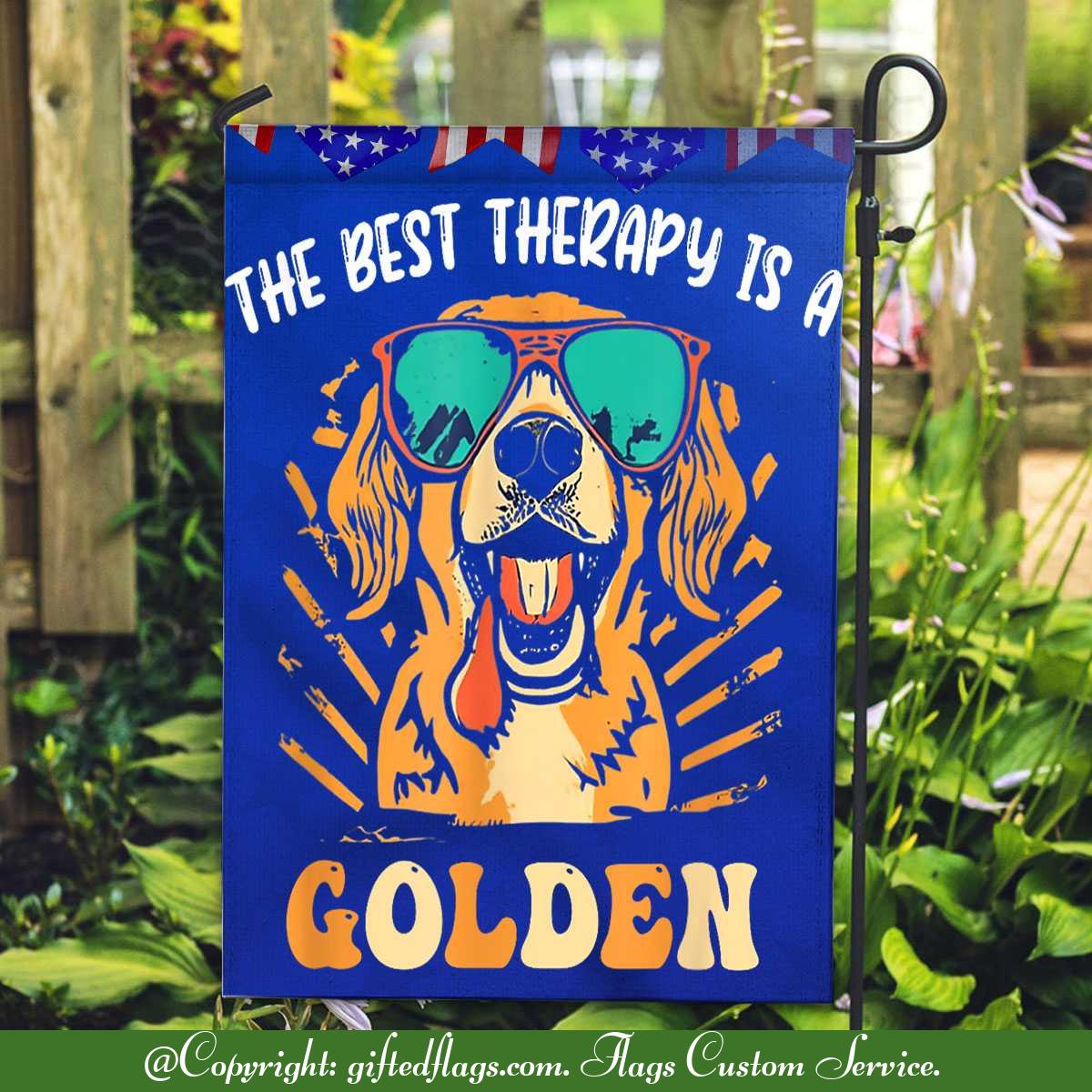 Groovy The Best Therapy Is A Golden Retriever Dog Garden Flag, House Flag